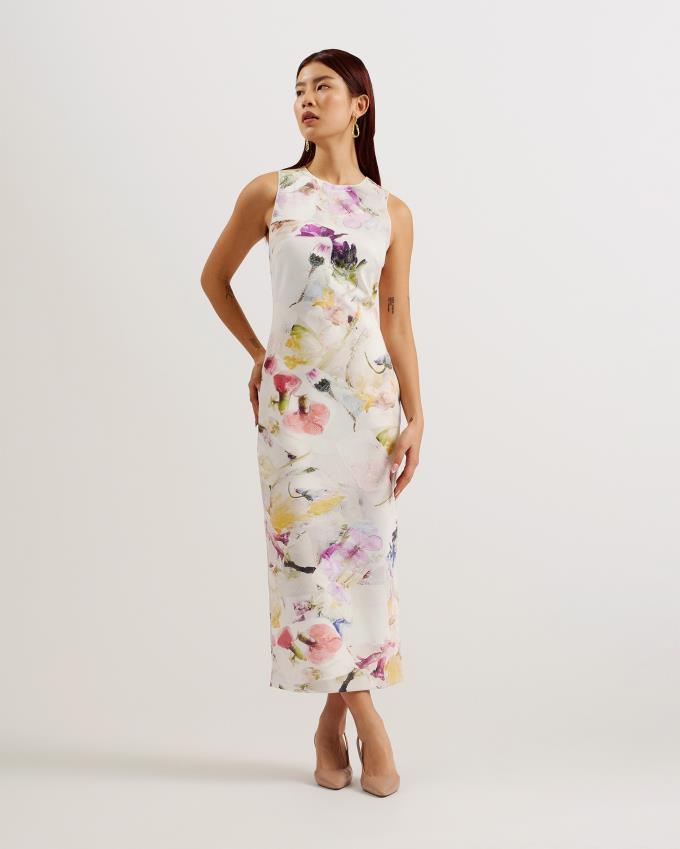 Peignoir Ted Baker Floral Scuba Bodycon Midi Blanche Femme | YTF-90108636